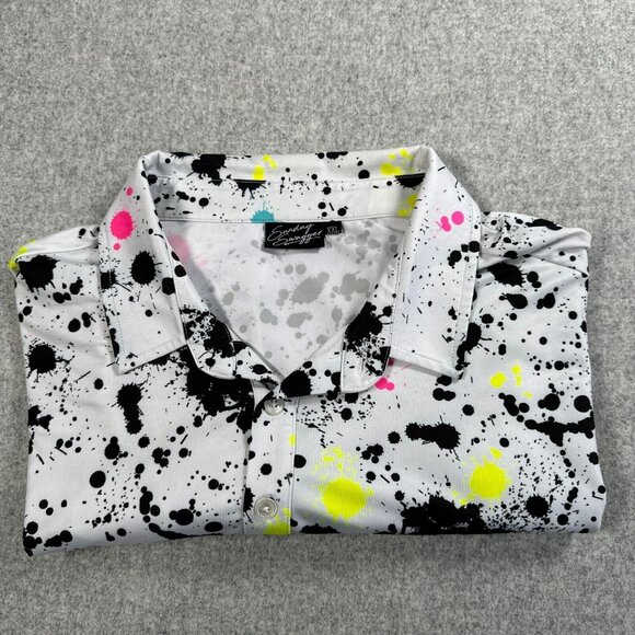 Sunday Swagger Golf Polo Shirt Mens XXL Paint Splatter Performance Stretch Top - Picture 2 of 10